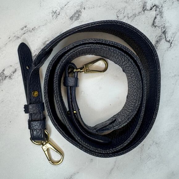 Louis Vuitton Denim Bag Strap Capucines Navy Blue/White/Gold Bandouliere LV rare - Picture 3 of 7
